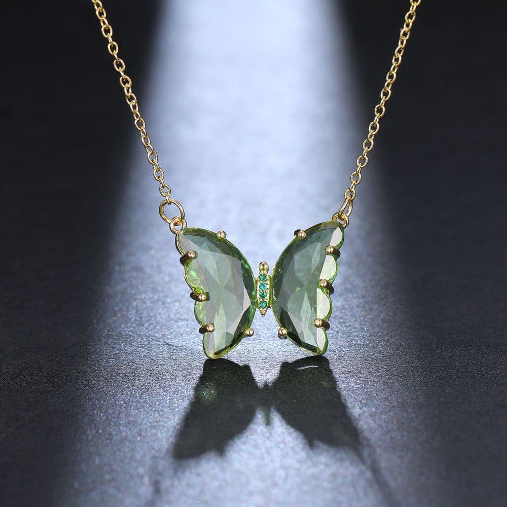 image-Women's Butterfly Crystal Zircon Necklace Clavicle Chain XT-G234