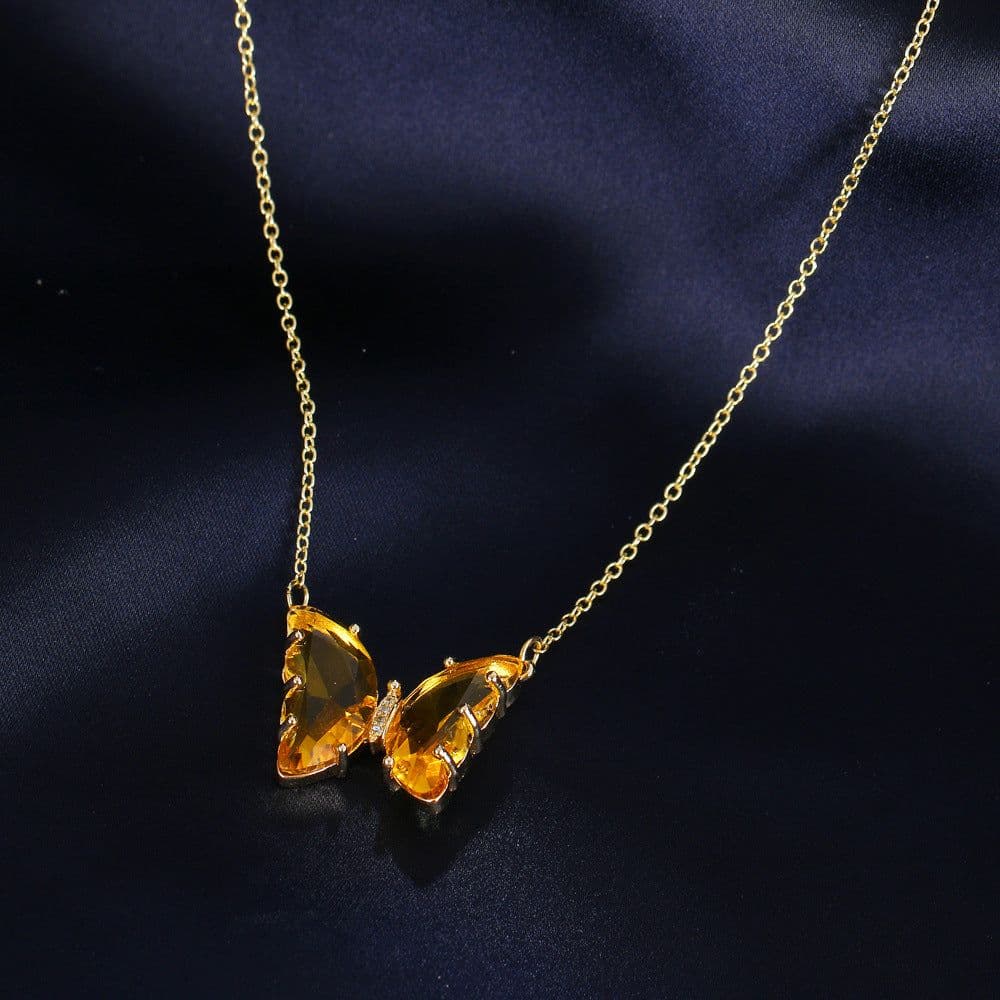 image-Women's Butterfly Crystal Zircon Necklace Clavicle Chain XT-G234