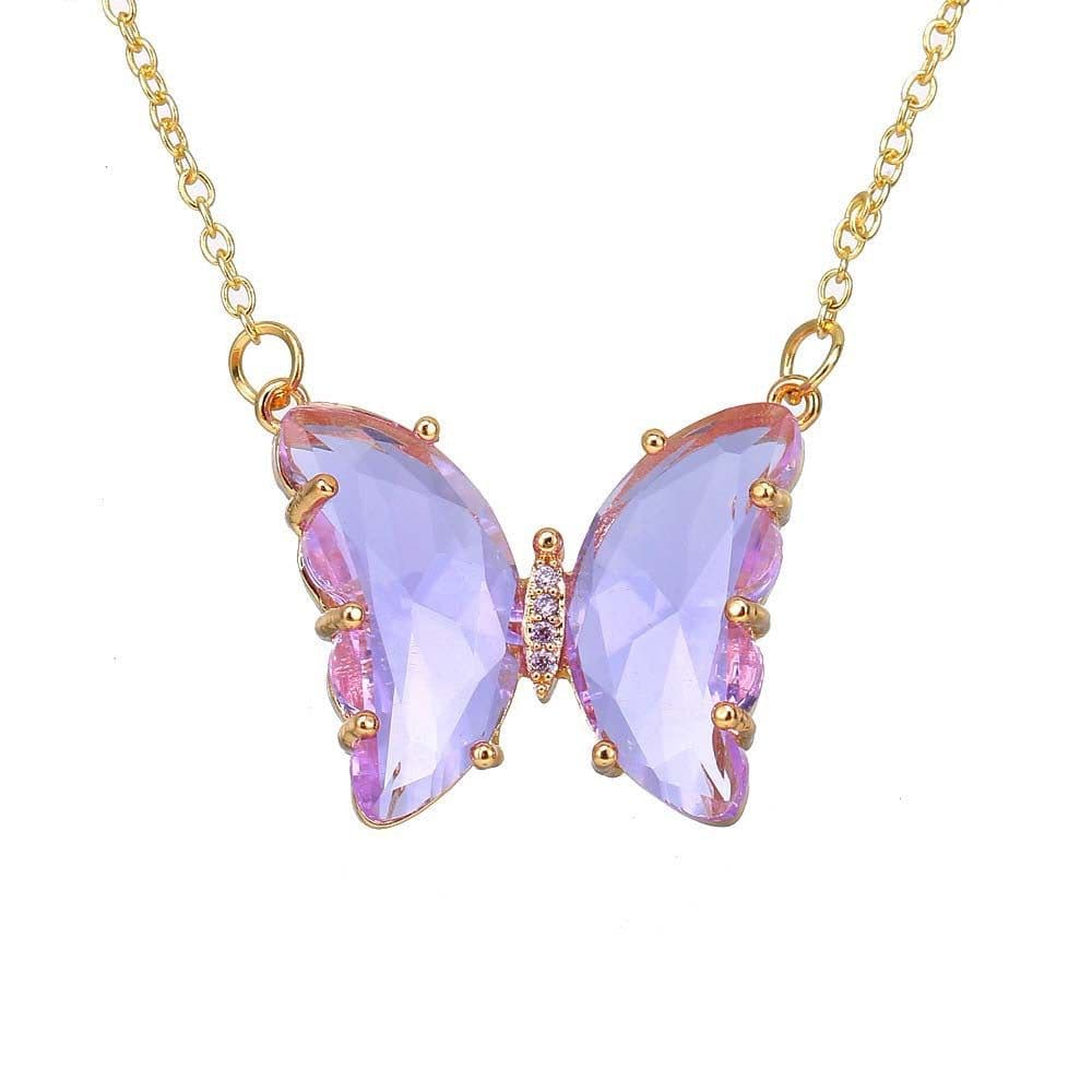 image-Women's Butterfly Crystal Zircon Necklace Clavicle Chain XT-G234