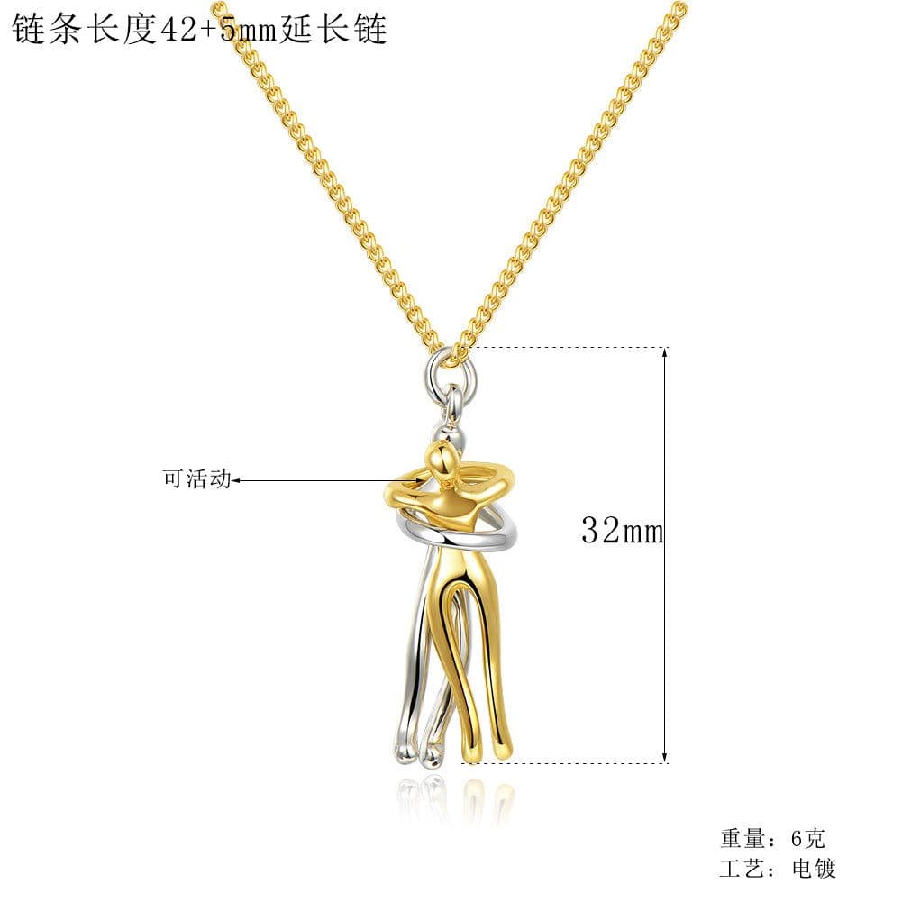 image-Chenhui Couple Hug Necklace Brass Pendant Unisex Jewelry