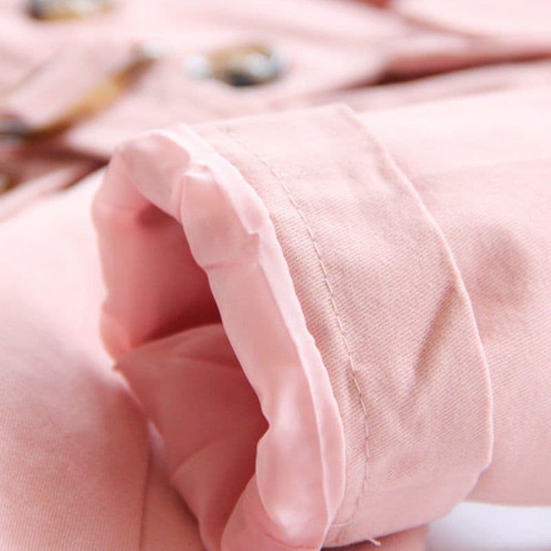image-Girls Cotton Trench Coat Pink Double Breasted Windbreaker Ages 3-8