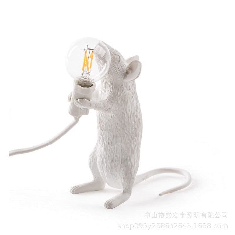 image-Mouse Table Lamp Resin Animal Lamp Gold European Style