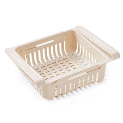 image-Refrigerator Pull-Out Storage Box Organizer Plastic Drawer
