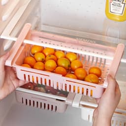 image-Refrigerator Pull-Out Storage Box Organizer Plastic Drawer