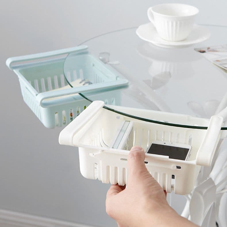 image-Refrigerator Pull-Out Storage Box Organizer Plastic Drawer