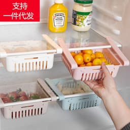 image-Refrigerator Pull-Out Storage Box Organizer Plastic Drawer