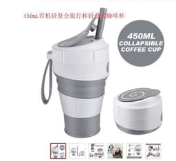 image-450ML Foldable Silicone Travel Mug with Leak-Proof Lid
