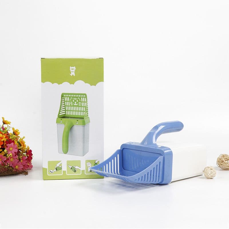image-Cat Litter Scoop with Detachable Waste Bucket - Sharp 30cm Plastic Shovel