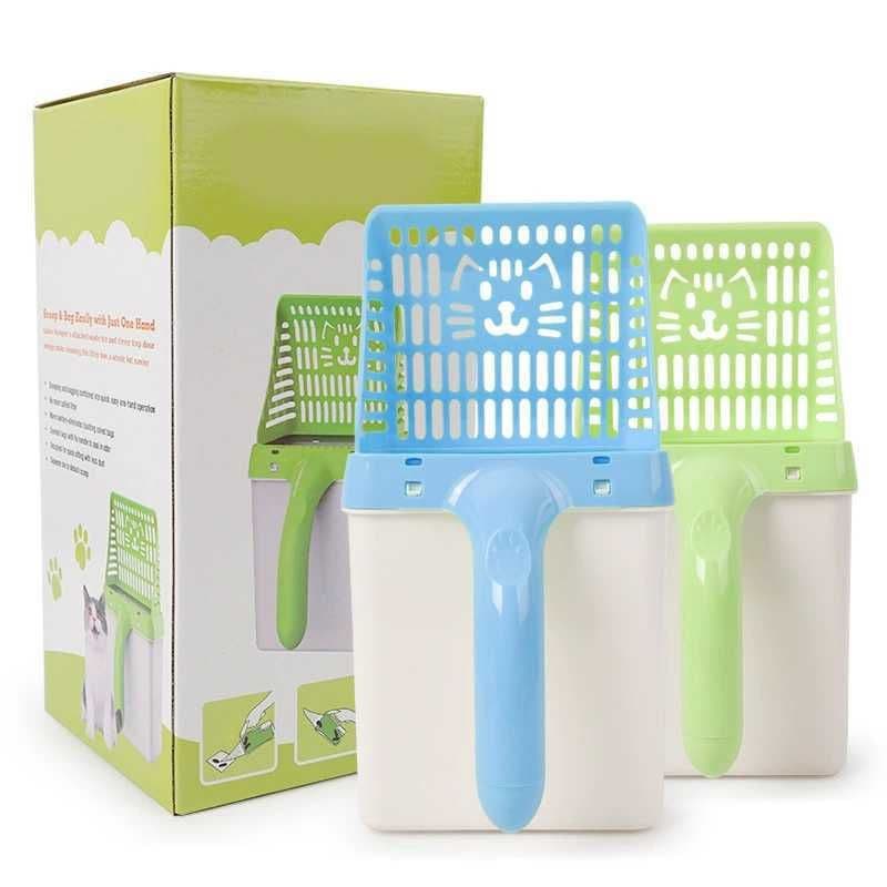 image-Cat Litter Scoop with Detachable Waste Bucket - Sharp 30cm Plastic Shovel