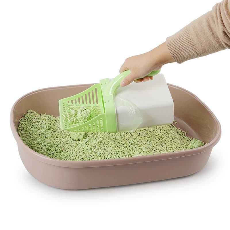 image-Cat Litter Scoop with Detachable Waste Bucket - Sharp 30cm Plastic Shovel