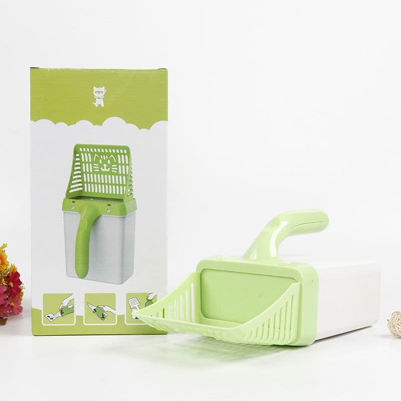 image-Cat Litter Scoop with Detachable Waste Bucket - Sharp 30cm Plastic Shovel