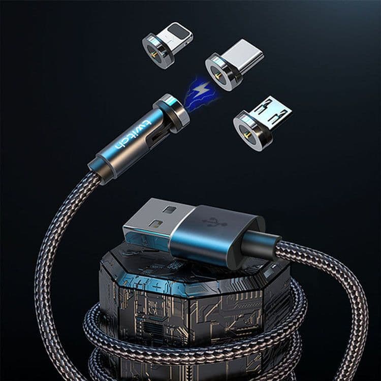 image-OLAF Magnetic USB Charging Cable 540° Rotating Type-C 3-in-1 1m/2m