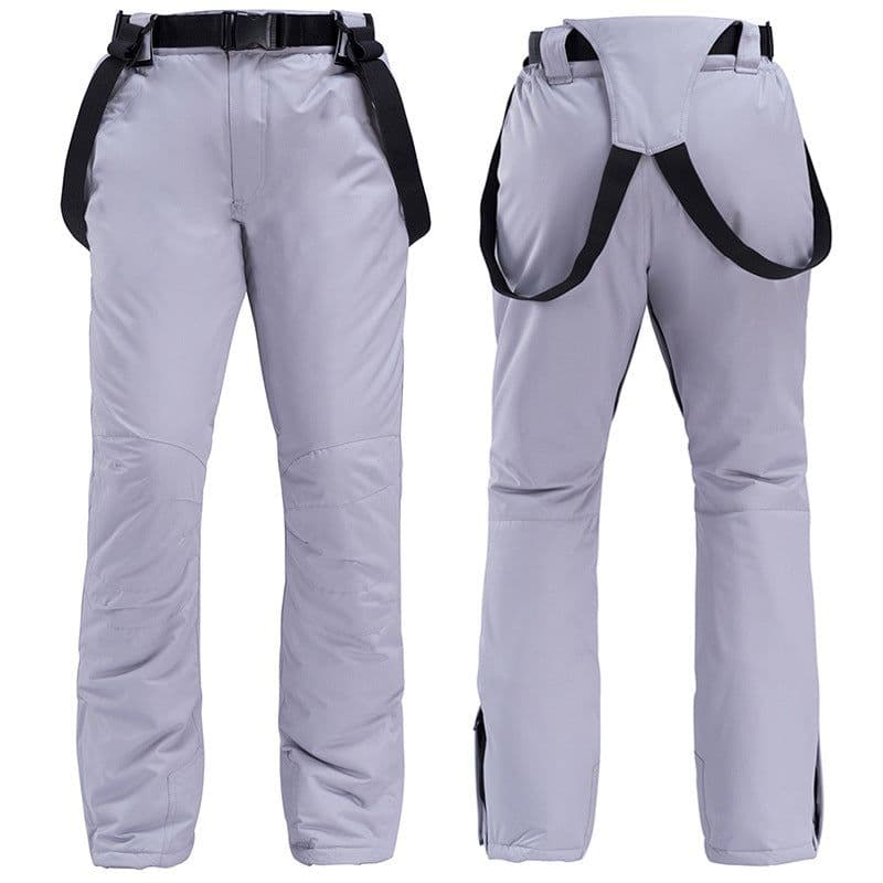 image-Unisex Windproof Waterproof Padded Ski Pants with Suspenders