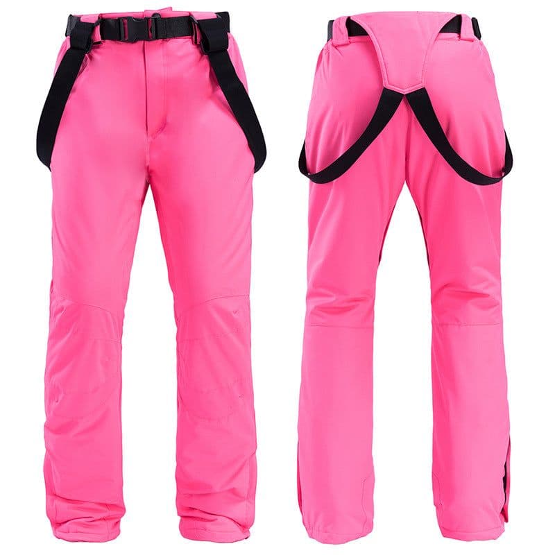 image-Unisex Windproof Waterproof Padded Ski Pants with Suspenders