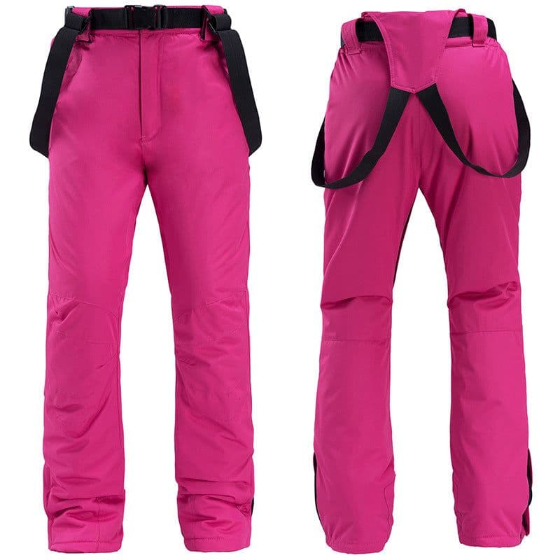 image-Unisex Windproof Waterproof Padded Ski Pants with Suspenders