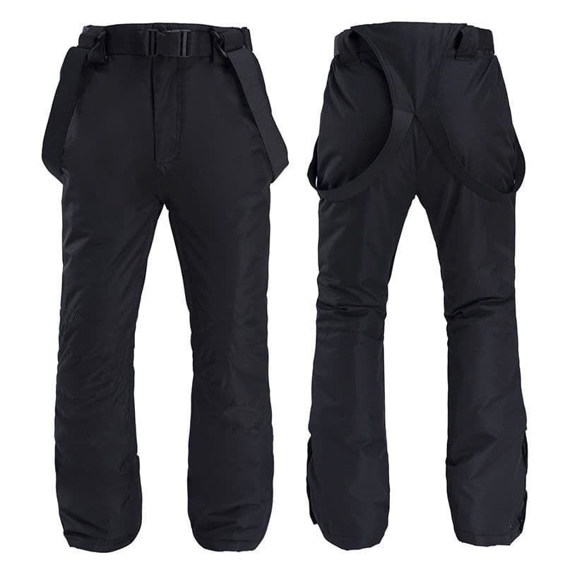 image-Unisex Windproof Waterproof Padded Ski Pants with Suspenders