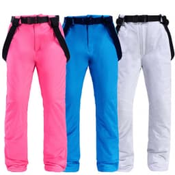 image-Unisex Windproof Waterproof Padded Ski Pants with Suspenders