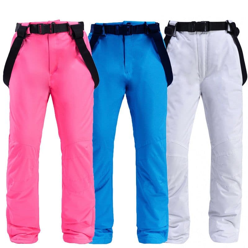 image-Unisex Windproof Waterproof Padded Ski Pants with Suspenders