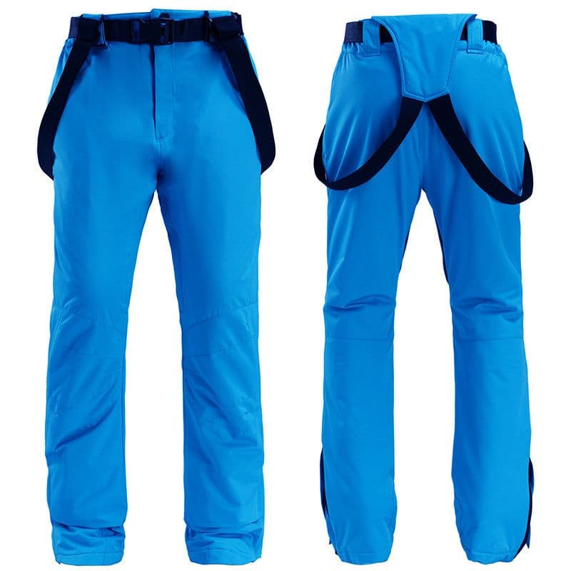 image-Unisex Windproof Waterproof Padded Ski Pants with Suspenders