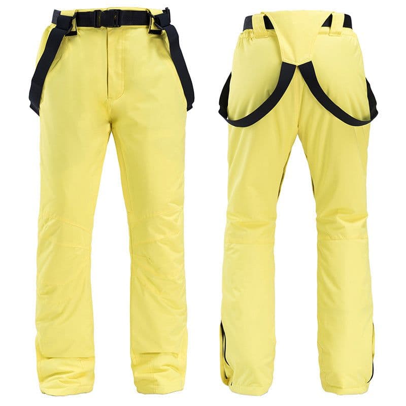 image-Unisex Windproof Waterproof Padded Ski Pants with Suspenders
