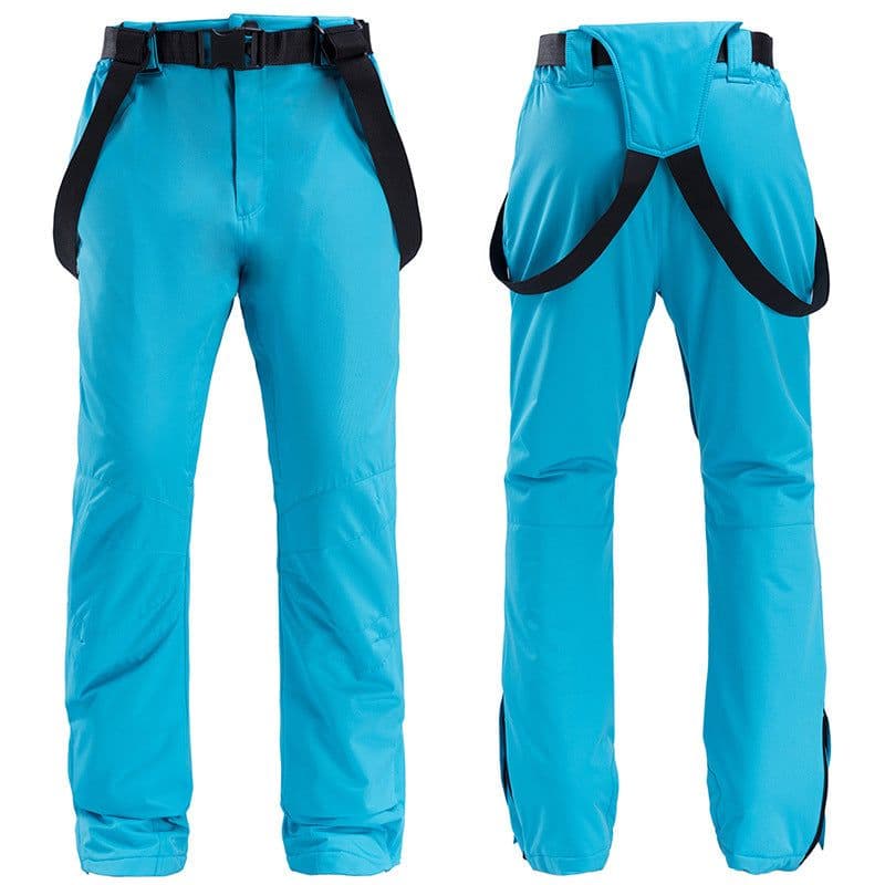 image-Unisex Windproof Waterproof Padded Ski Pants with Suspenders