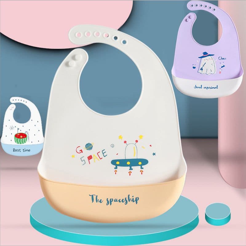 image-Baby Silicone Bib Waterproof 3D Pocket Cartoon Kids 4-6 Years