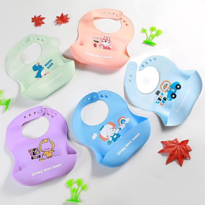 image-Baby Silicone Bib Waterproof 3D Pocket Cartoon Kids 4-6 Years