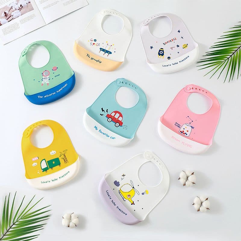image-Baby Silicone Bib Waterproof 3D Pocket Cartoon Kids 4-6 Years