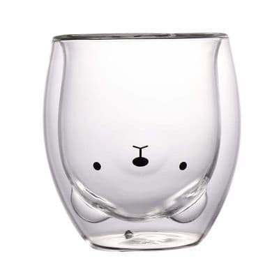 image-Double-Layer Borosilicate Glass Water Cup Cartoon Bear Design 250ml
