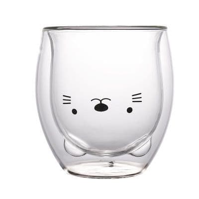 image-Double-Layer Borosilicate Glass Water Cup Cartoon Bear Design 250ml