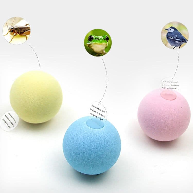 image-Cat Toy Sound Ball 3 Pack EVA Animal Call Frog Cricket