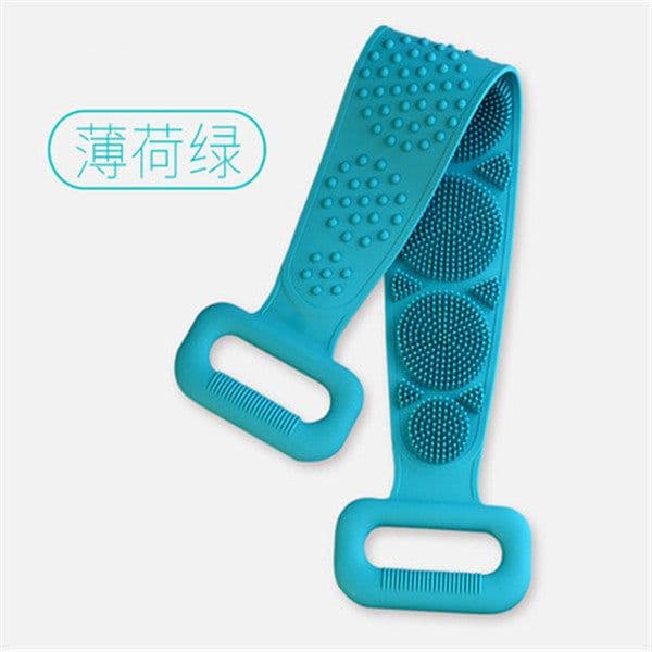 image-Silicone Bath Brush Back Scrubber Double-Sided Pink