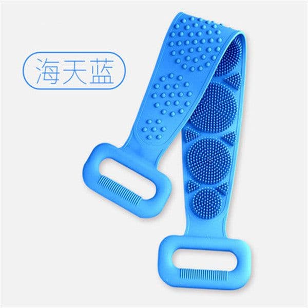 image-Silicone Bath Brush Back Scrubber Double-Sided Pink