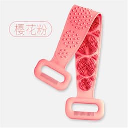 image-Silicone Bath Brush Back Scrubber Double-Sided Pink