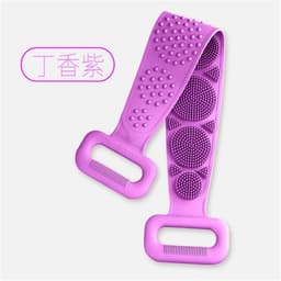 image-Silicone Bath Brush Back Scrubber Double-Sided Pink