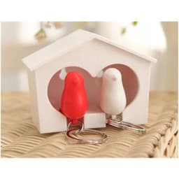 image-Couple Bird House Keychain Key Holder with Key Ring