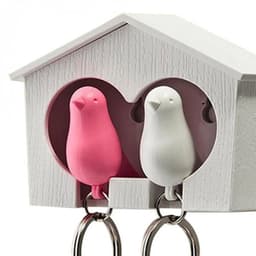 image-Couple Bird House Keychain Key Holder with Key Ring