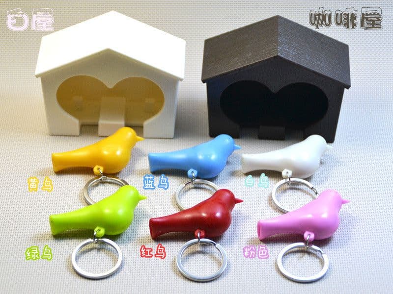 image-Couple Bird House Keychain Key Holder with Key Ring