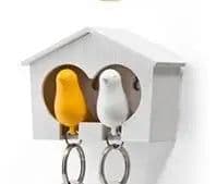 image-Couple Bird House Keychain Key Holder with Key Ring