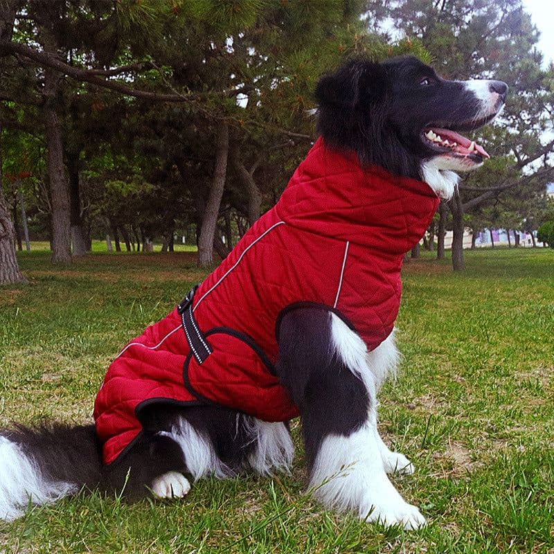 image-P&P Large Dog Harness Vest Waterproof Quilted Cotton Winter Brown