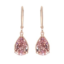 image-Rose Gold Plated Pink Zirconia Water Drop Earrings for Women