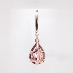 image-Rose Gold Plated Pink Zirconia Water Drop Earrings for Women