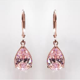image-Rose Gold Plated Pink Zirconia Water Drop Earrings for Women