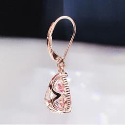 image-Rose Gold Plated Pink Zirconia Water Drop Earrings for Women