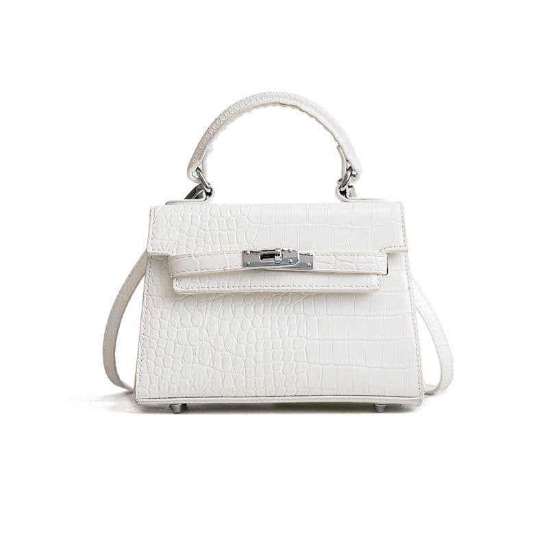 image-Mu Linhua Kelly Bag Crocodile Pattern PU Leather Shoulder Bag Brown