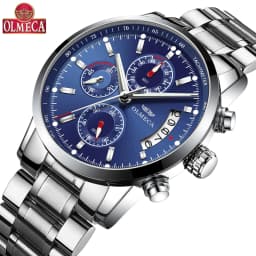 image-OLMECA 0828 Men's Quartz Watch Chronograph Waterproof Steel Band