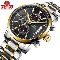 image-OLMECA 0828 Men's Quartz Watch Chronograph Waterproof Steel Band