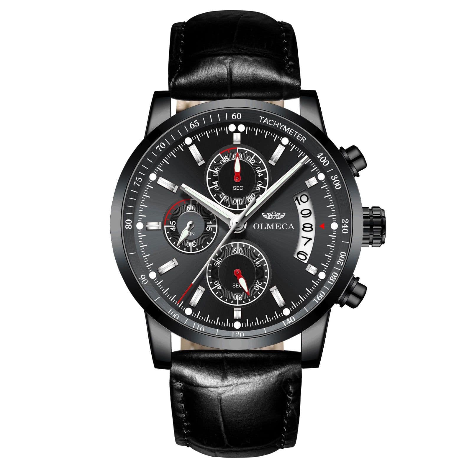 image-OLMECA 0828 Men's Quartz Watch Chronograph Waterproof Steel Band