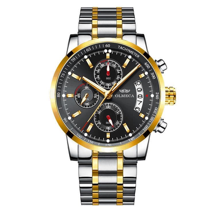 image-OLMECA 0828 Men's Quartz Watch Chronograph Waterproof Steel Band