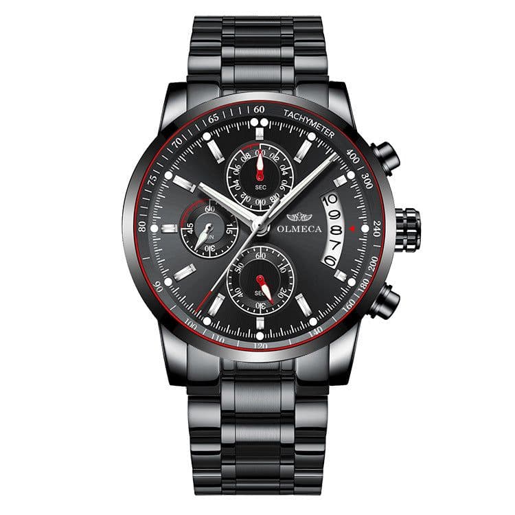 image-OLMECA 0828 Men's Quartz Watch Chronograph Waterproof Steel Band